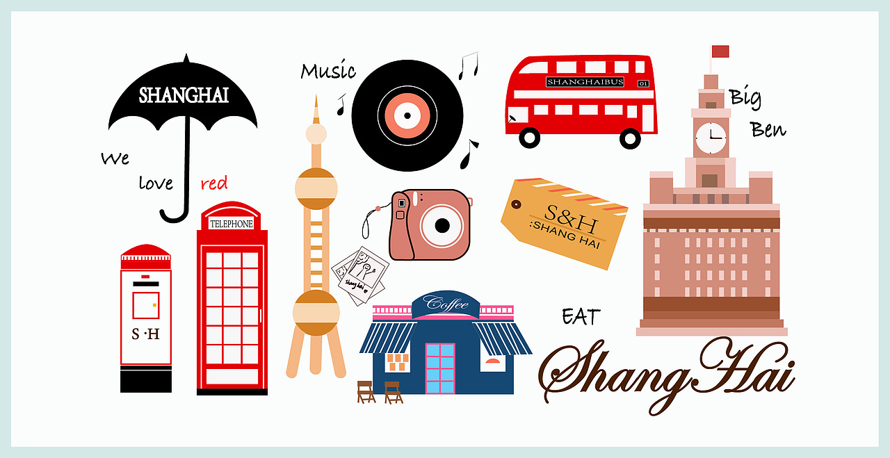 上海旅行插画（图ZMTEzMDQwNjky） - 商业插画 - 站酷设计师小蝌蚪Emily原创素材 - 站酷ZCOOL