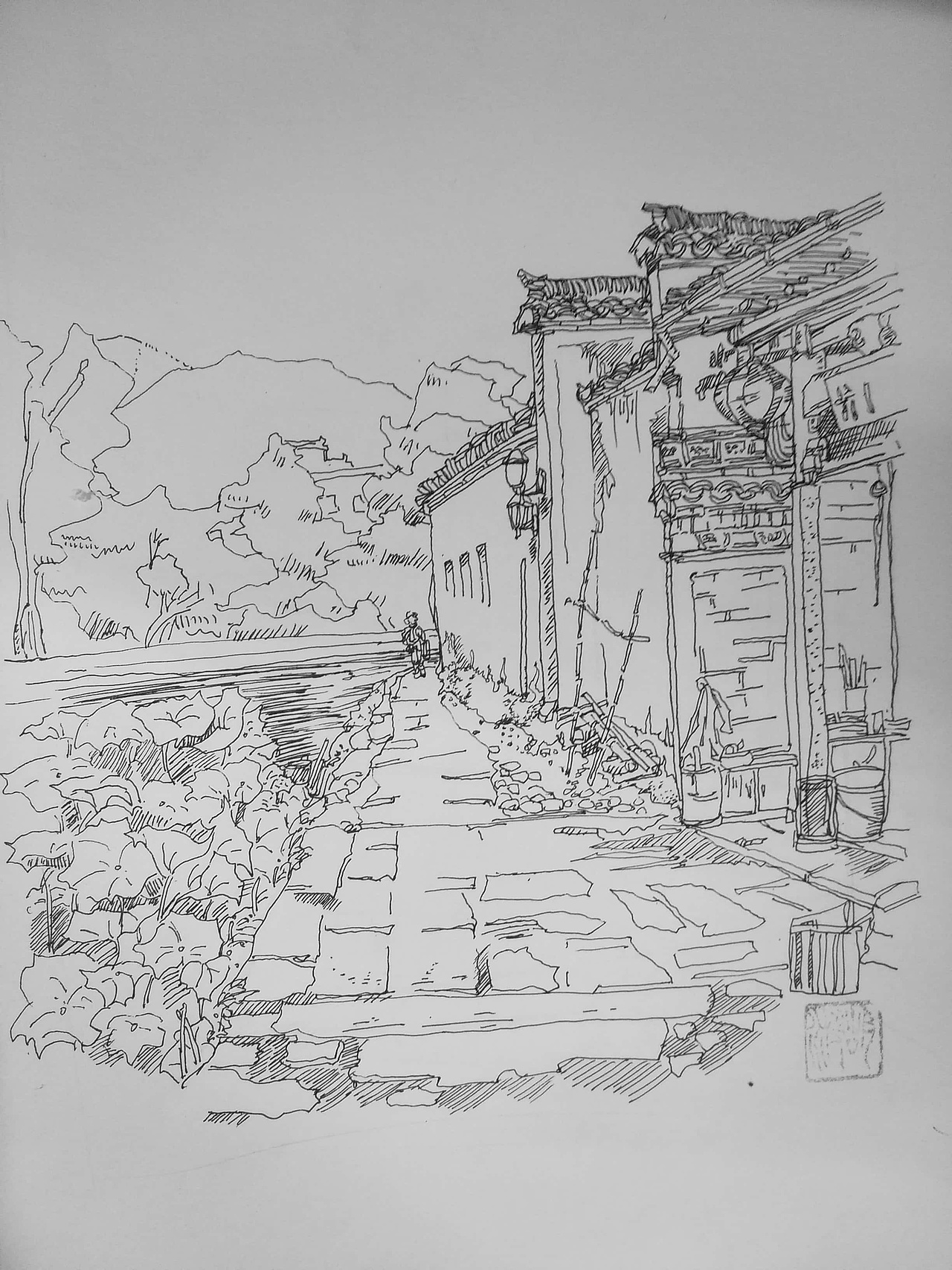 徽派风景速写