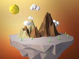 C4D   low poly岛屿