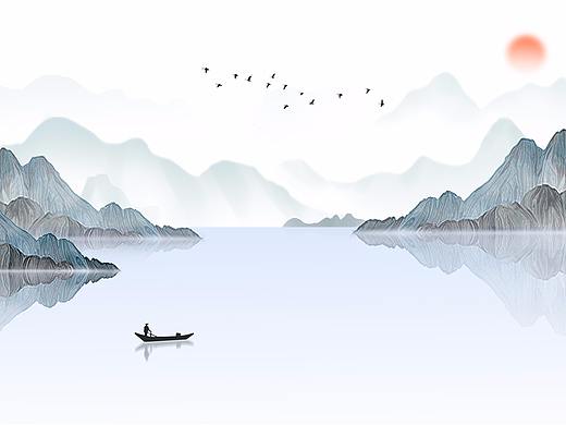 新中式山水插画