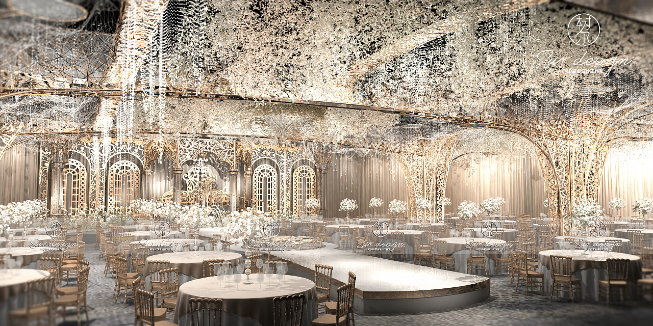 surdesign香槟系婚礼宴会3d效果图|三维|场景|树尔设计工作室 - 原创