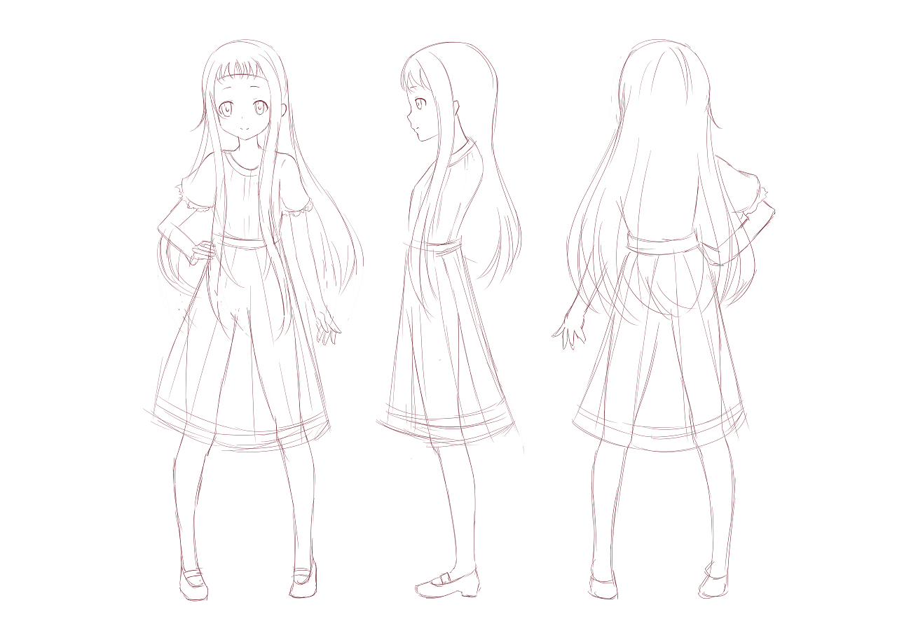 三视图-动漫人物立绘-小女孩