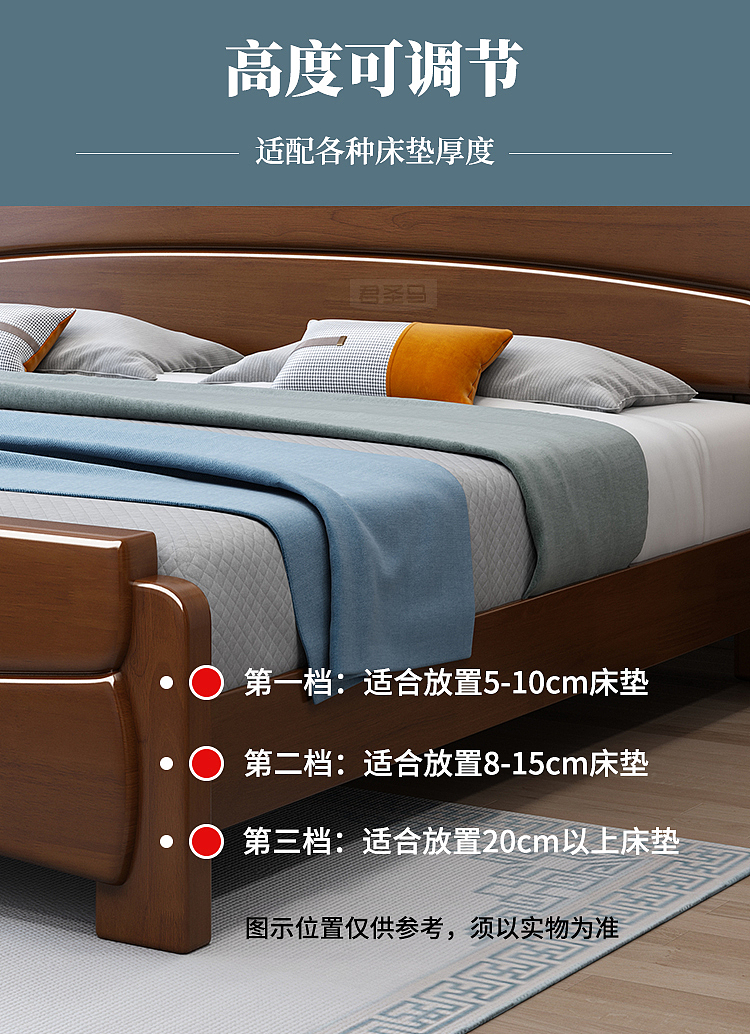 中式古典实木床详情页