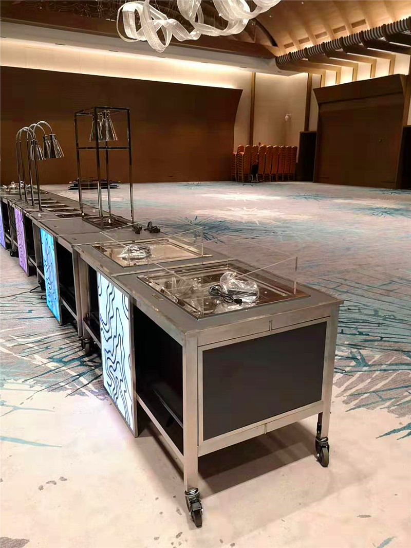 酒店折叠布菲台设计制作 实木烤漆 自助餐台自助取餐台