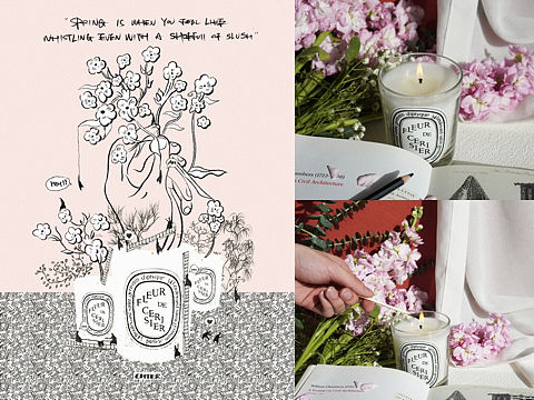产品拍摄｜diptyque樱花香氛拍摄+插画