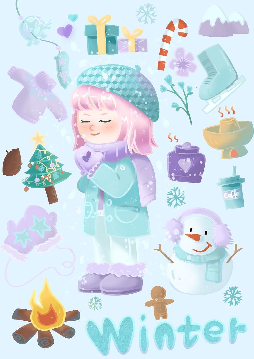 四季暖暖（图ZMzIzNTU3NDYw） - 商业插画 - 站酷设计师媱脑袋原创素材 - 站酷ZCOOL