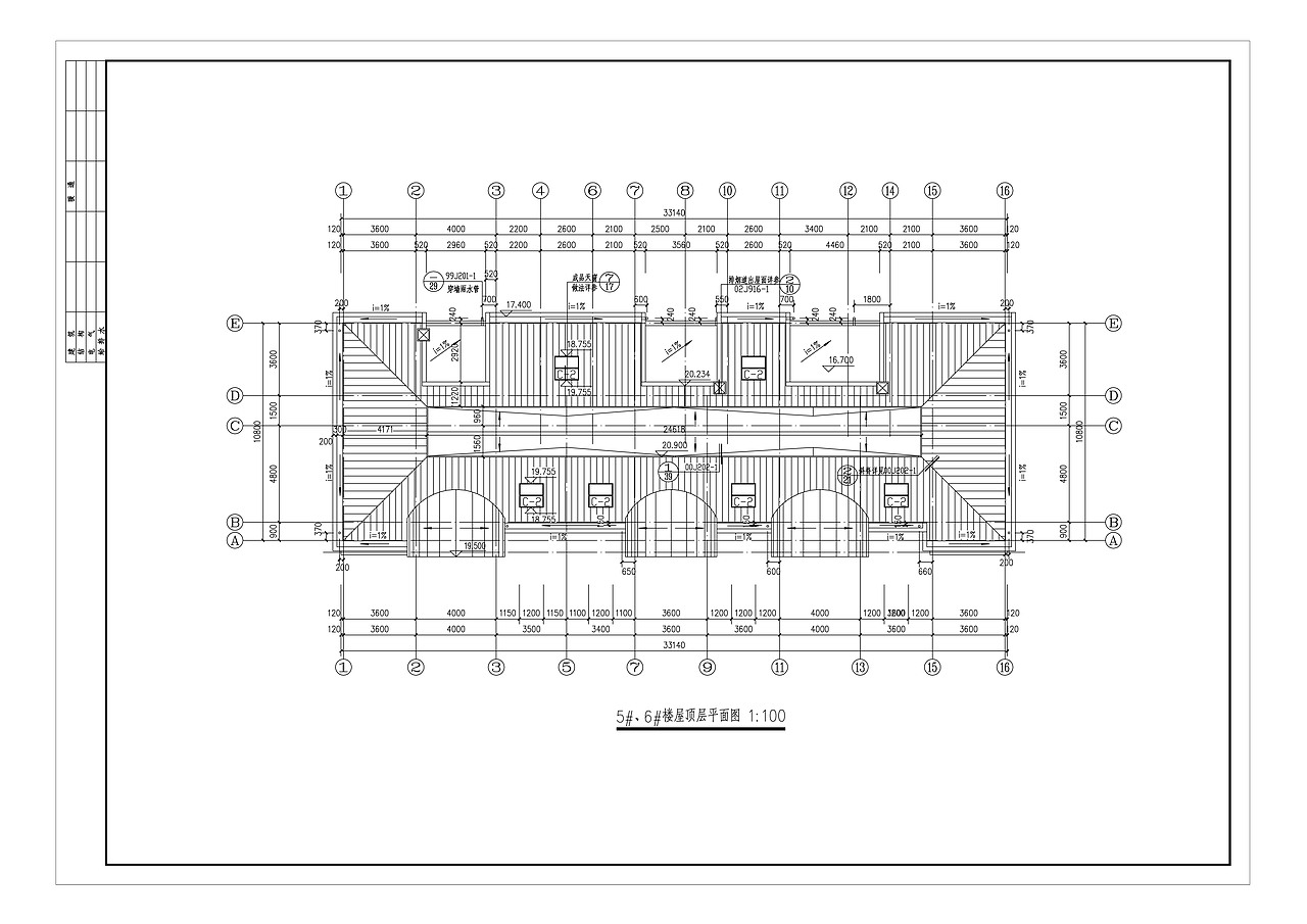 建筑工程实习作品 六层住宅小建筑 六张建筑平面图