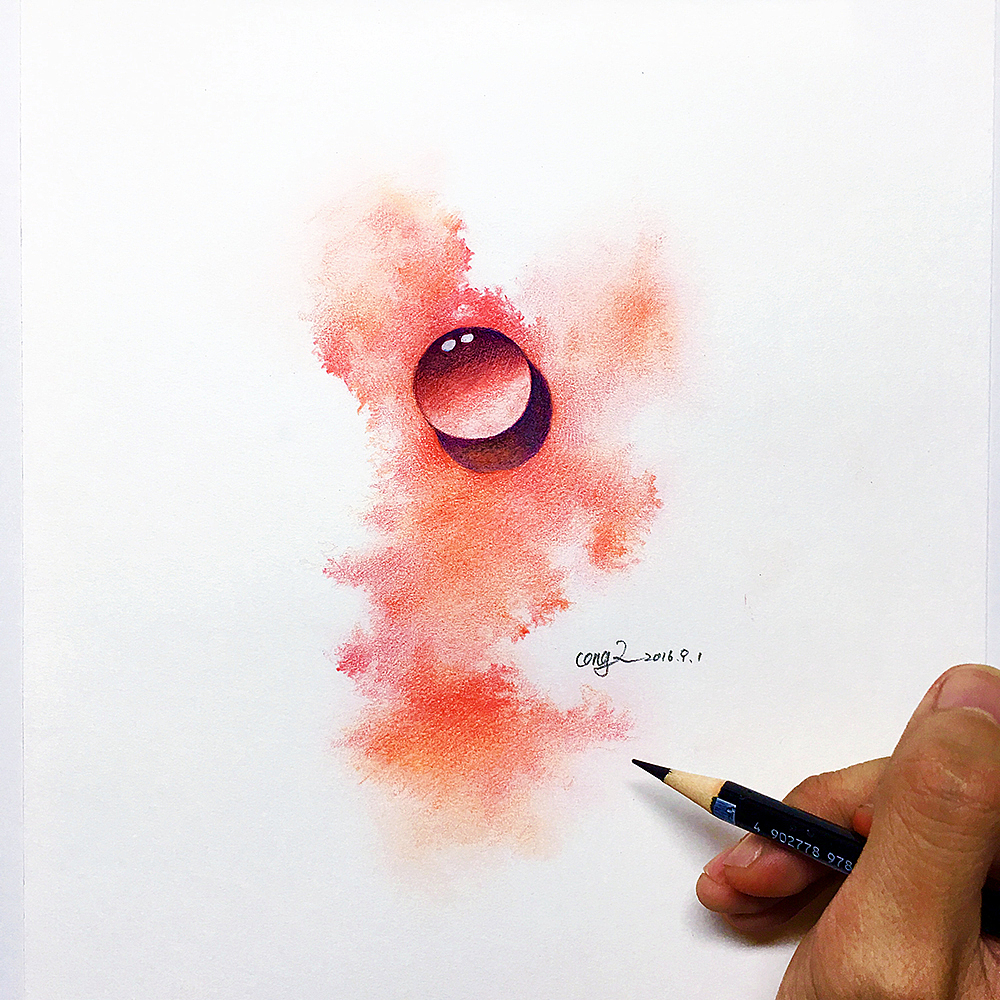 用彩铅表现水彩晕染的质感