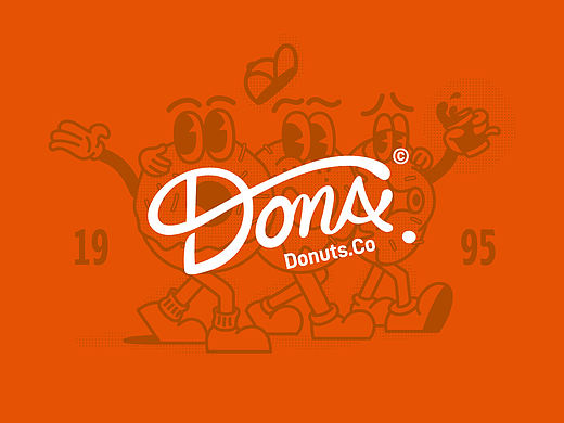 Dona donuts 多娜甜甜圈 美式复古甜甜圈品牌设计