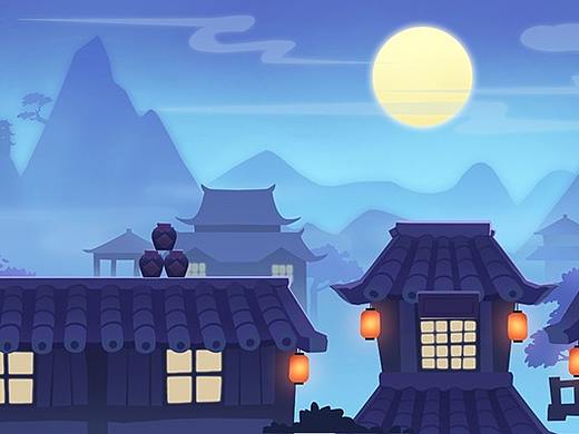 两张扁平跑酷场景