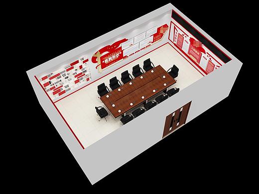 红色文化会议室展厅效果图设计