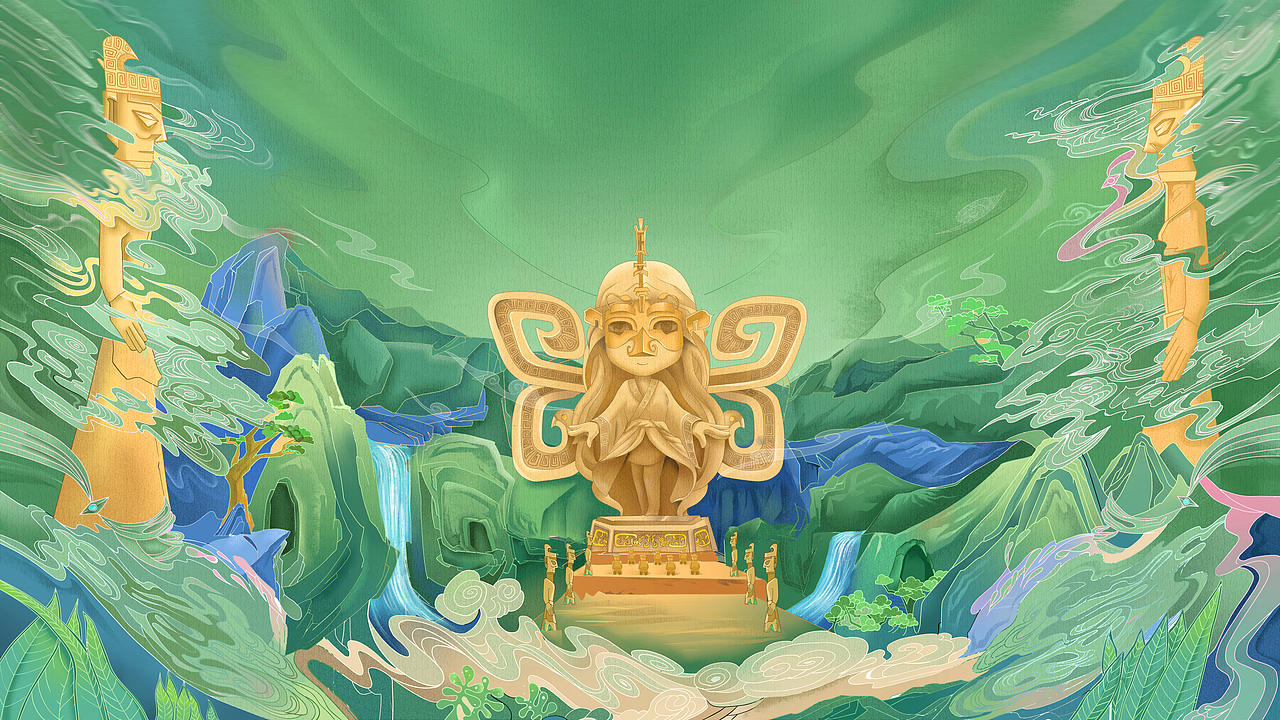 蚕丛(蚕丛氏)古代神话传说中的蚕神。是蜀国首位称王的人,他是位养蚕专家,据说眼睛跟螃蟹一样是向前突起,也有人推测是三星堆中纵目面具的来源~