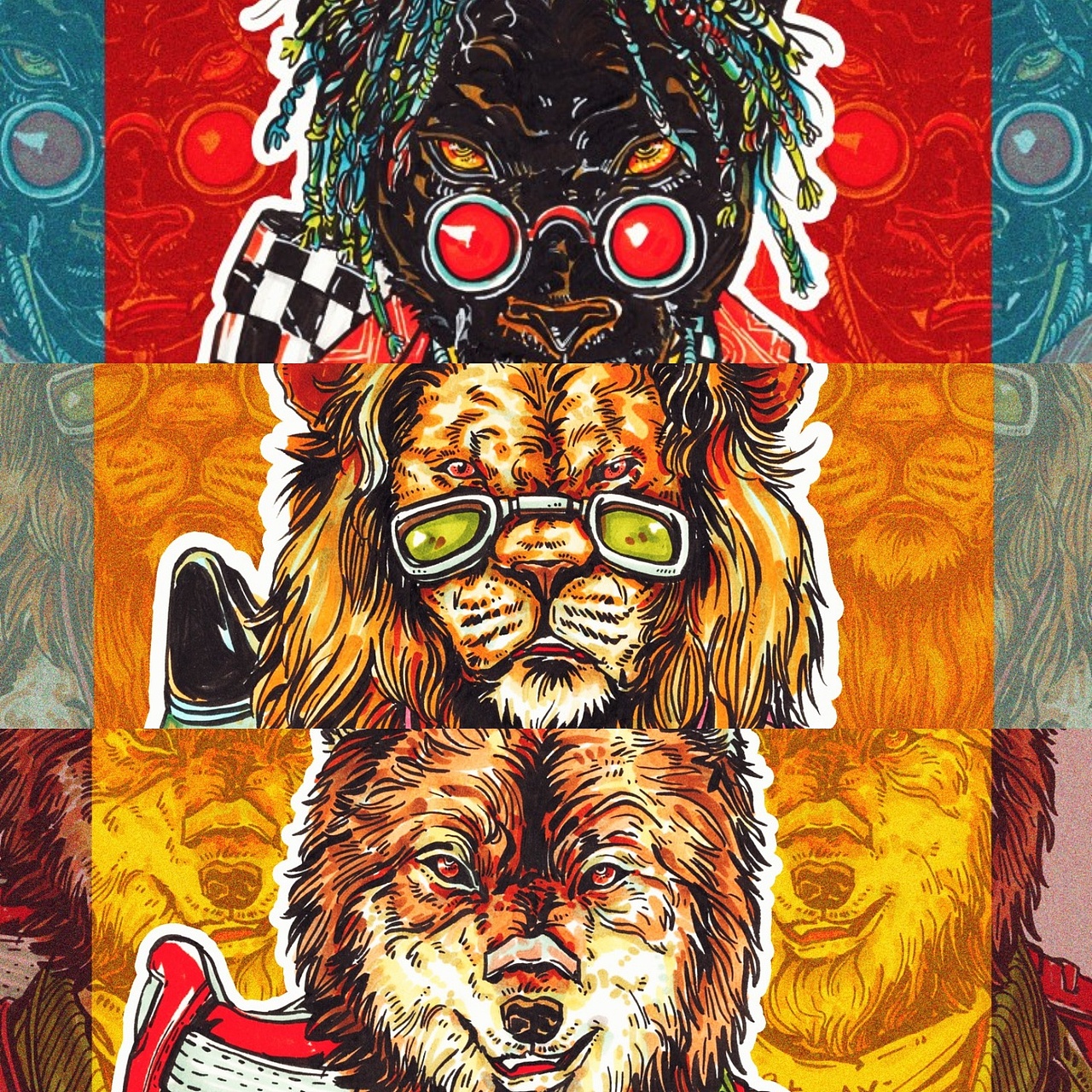 CKAN动物潮搭系列（图ZMTk2NDY2MjAw） - 新锐潮流插画 - 站酷设计师CKAN程阿砍原创素材 - 站酷ZCOOL