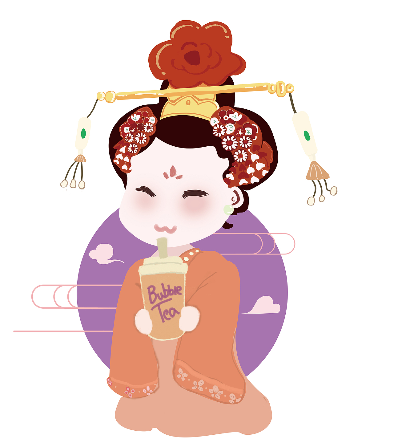 q版武则天喝奶茶咯