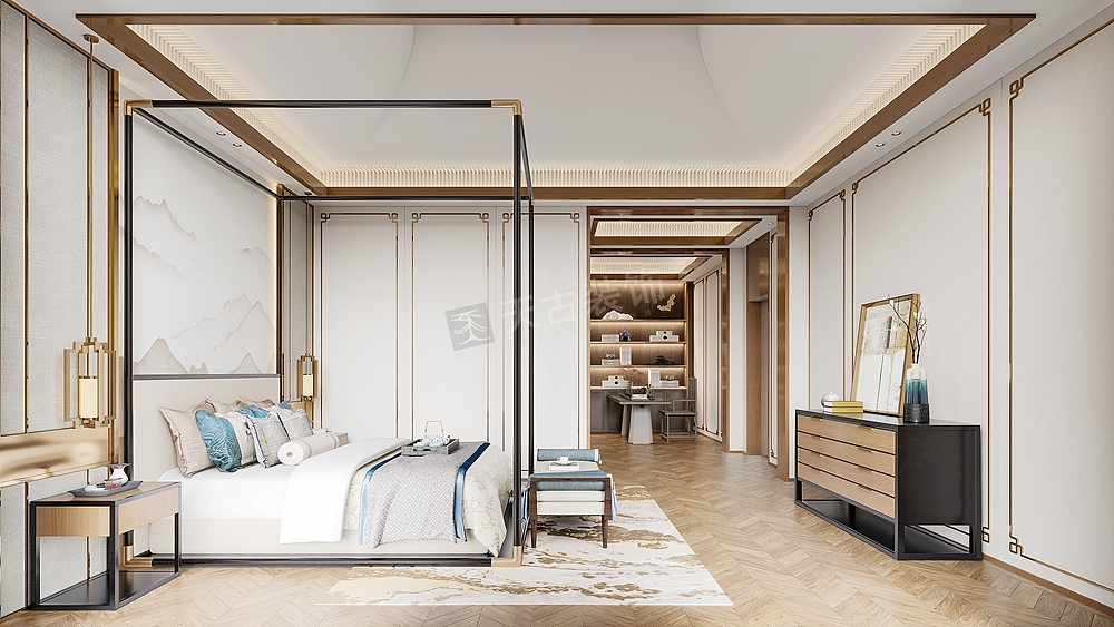 棕榈泉山顶别墅装修,独栋别墅新中式风格设计