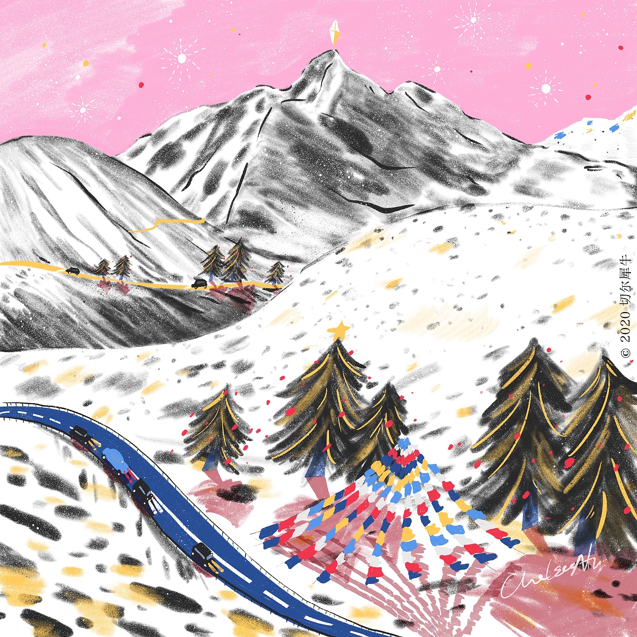 系列插画「梦游川西」（图ZMjM2MjY5MzI4） - 创作习作 - 站酷设计师切尔犀牛ChelseaN原创素材 - 站酷ZCOOL