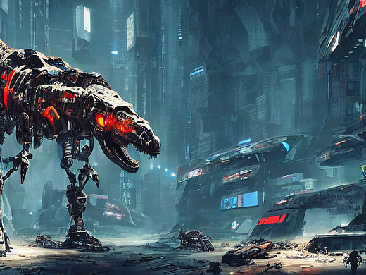 #AI创作实验室#机甲恐龙，战争，未来