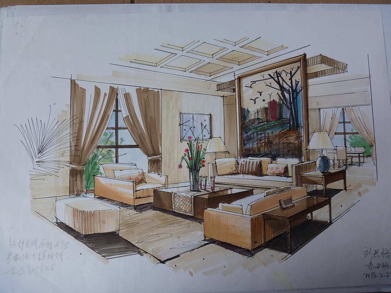 室内手绘效果图（图ZODg5OTIyMA==） - 概念设定 - 站酷设计师liujunge刘君格原创素材 - 站酷ZCOOL