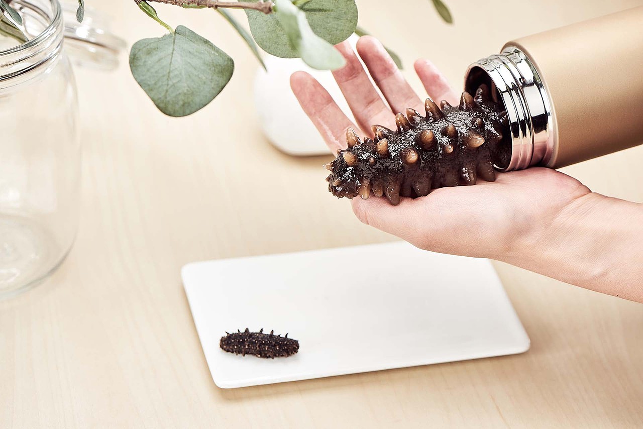 大连速发海参即食海参鲜蒸海参拍摄