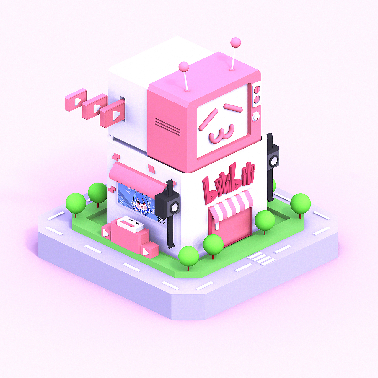 APP应用小镇 | APPS TOWN OF CHINA C4D建模（图ZMTk0NTg4NzQ4） - 场景 - 站酷设计师楚阳记得保存原创素材 - 站酷ZCOOL