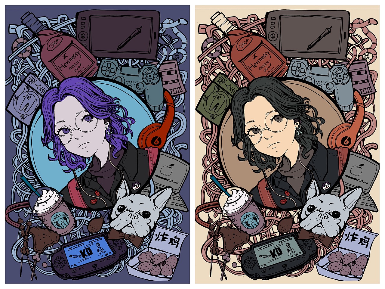 装饰画人物涂鸦插画（图ZMTAyNzIxODY0） - 创作习作 - 站酷设计师bosey原创素材 - 站酷ZCOOL