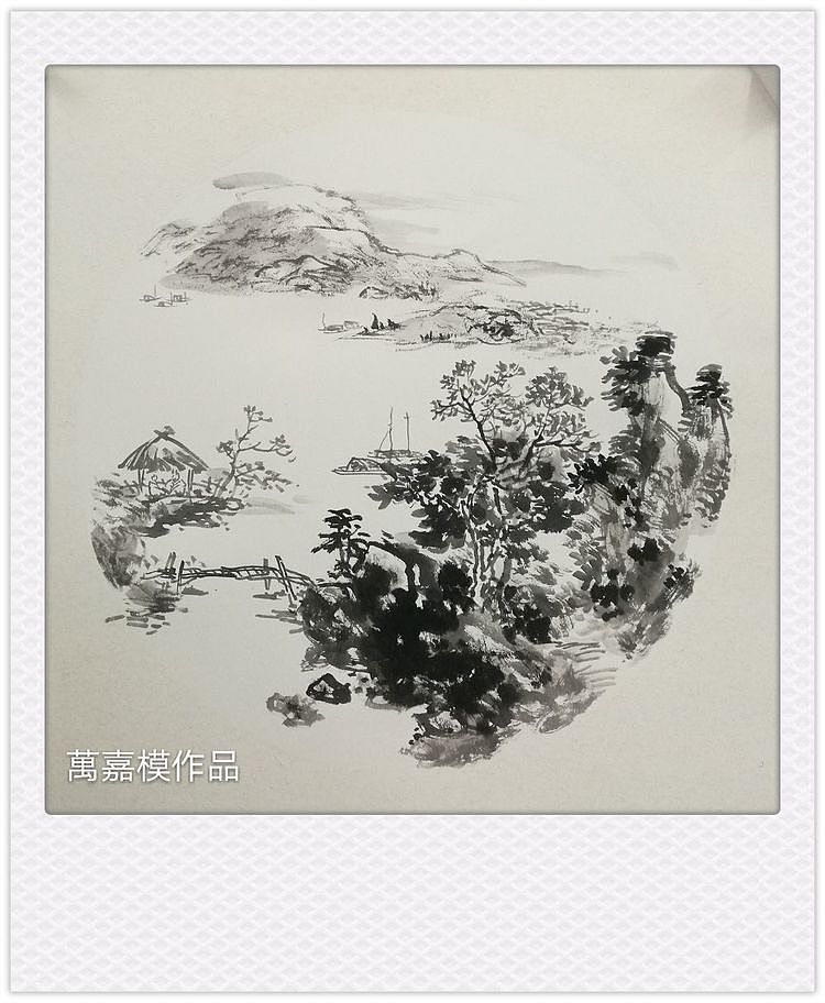 万嘉模作品  万嘉模山水画欣赏 山水斗方