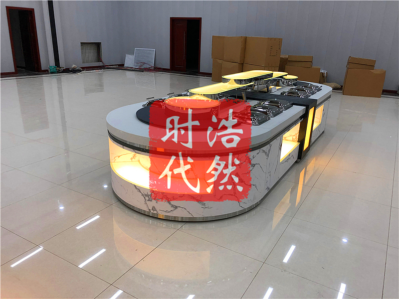 机关食堂纳米石纹板定制取餐台自助餐厅设计