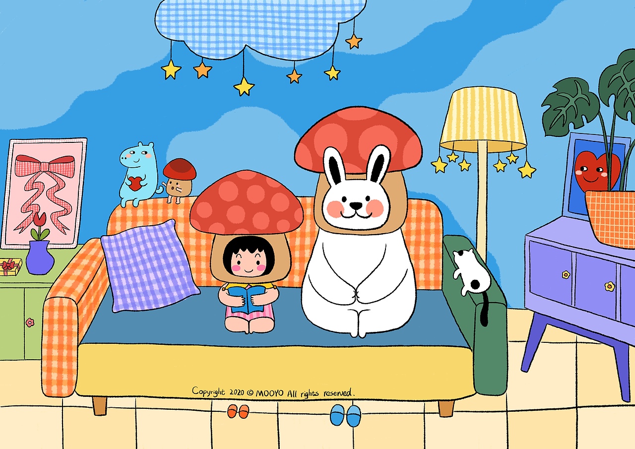 MOOYO 和大兔子 - 遇见甜蜜（图ZMjE4ODE5NTI0） - 艺术插画 - 站酷设计师MOOYO麻药原创素材 - 站酷ZCOOL