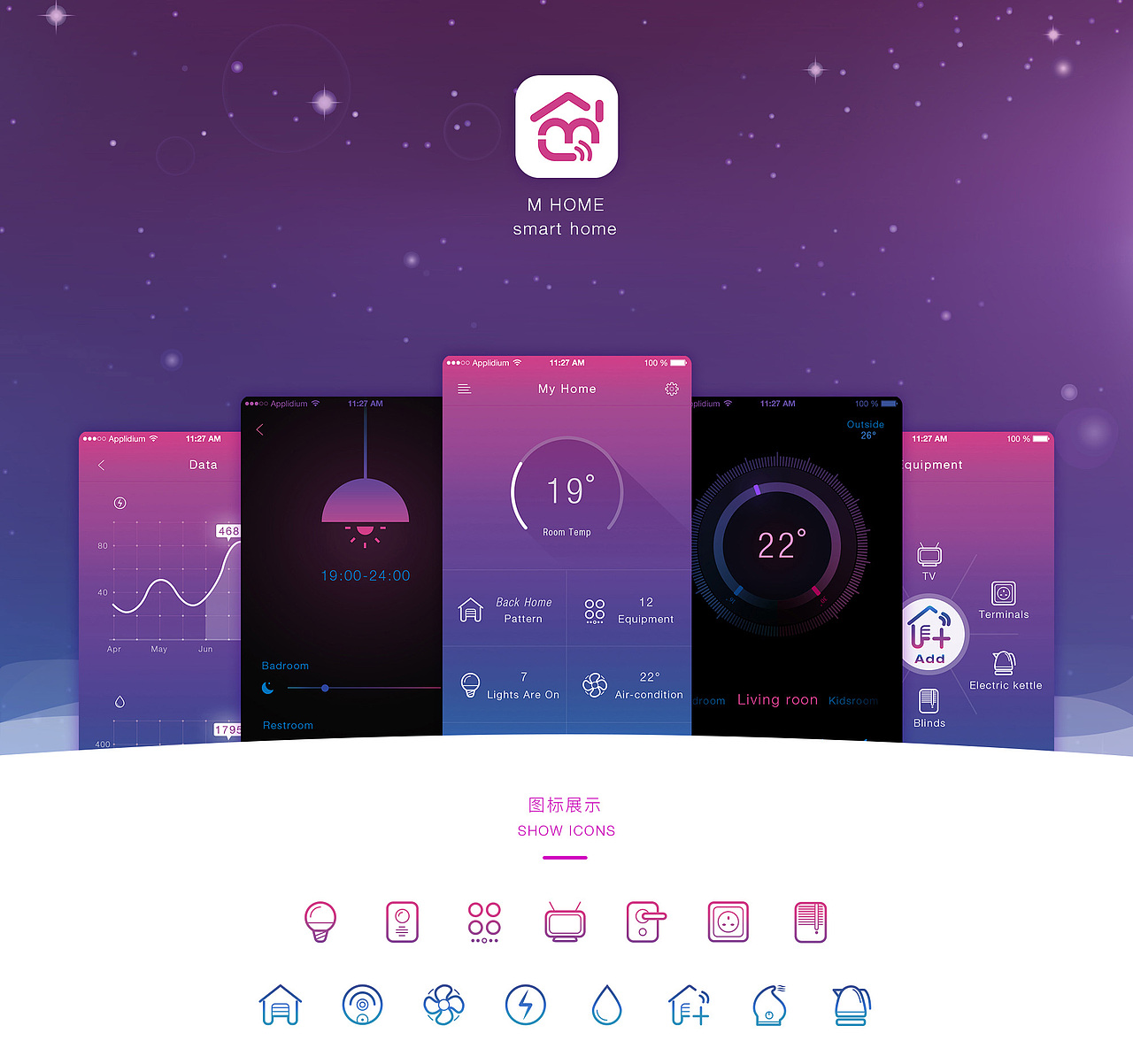 M home智能家居概念设计（图ZNTUxMjQxNDQ=） - APP界面 - 站酷设计师咿丶原创素材 - 站酷ZCOOL