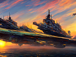 #站酷夢筆#晚霞? 天空中的戰(zhàn)艦