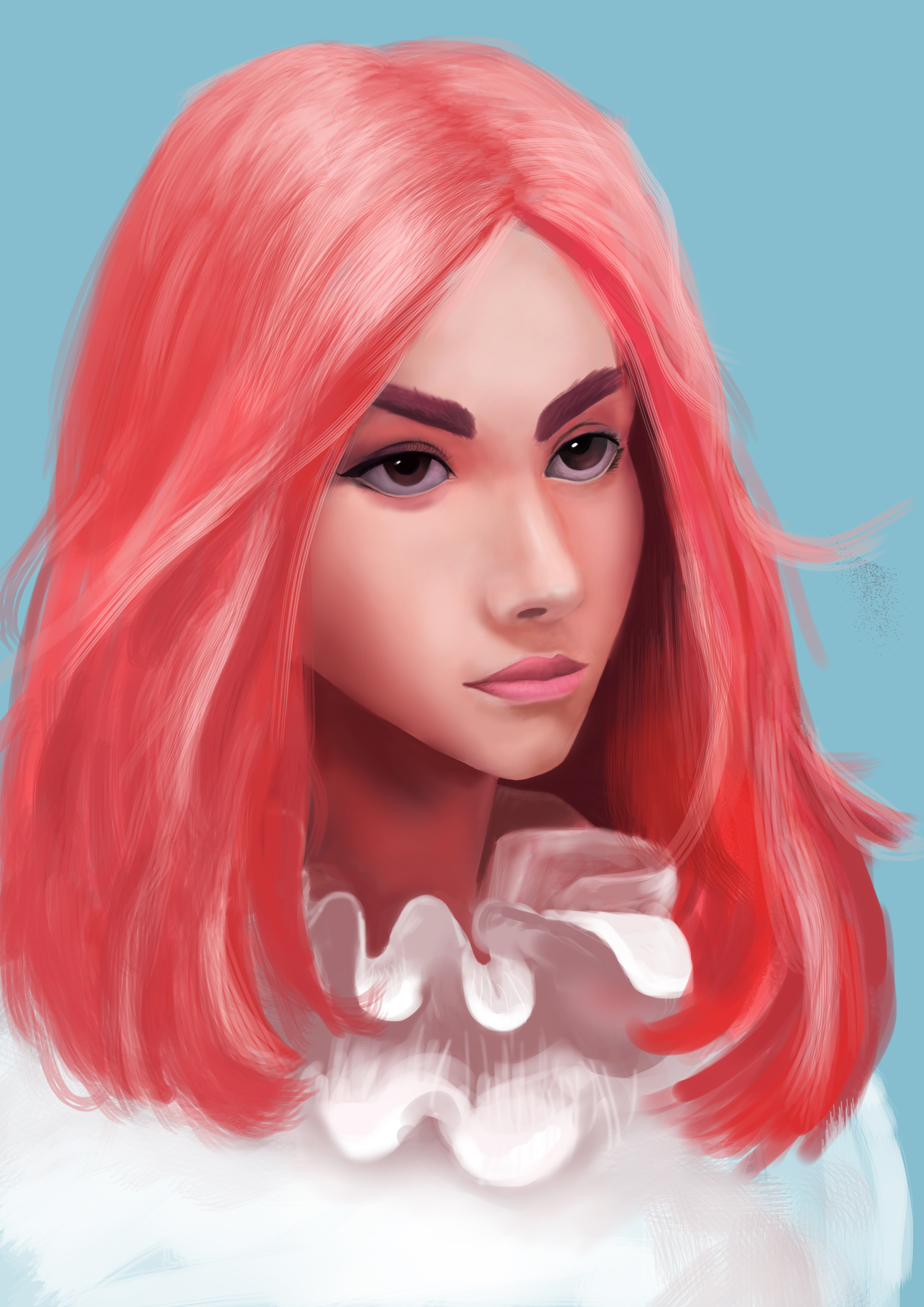 数位板绘画《红色女》