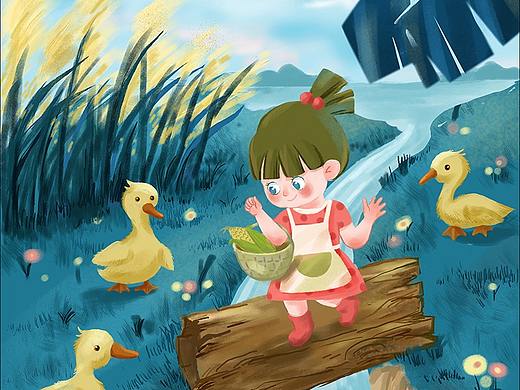 小鸭过河（个人主页-ZNTc3MTU3NzY=） - 儿童插画 - 站酷设计师乔木深原创素材 - 站酷ZCOOL