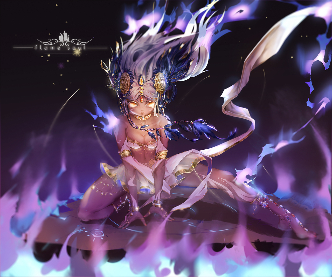 火焰巫女|插画|游戏原画|日常蓝屏_原创作品-站酷zcool