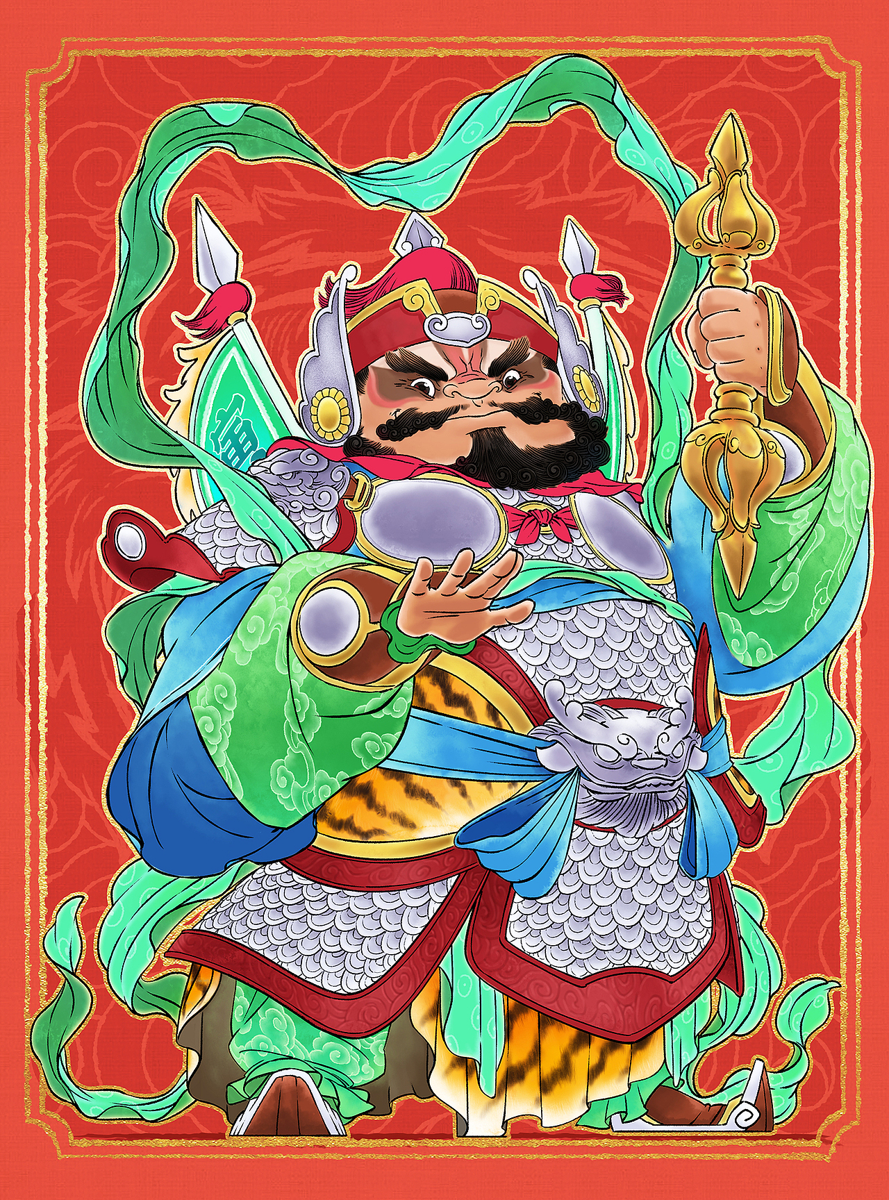 2022壬寅门神 and “WUHU青松”福~（图ZMjg2NDI2NDE2） - 创作习作 - 站酷设计师黑黑de乔克巴其原创素材 - 站酷ZCOOL