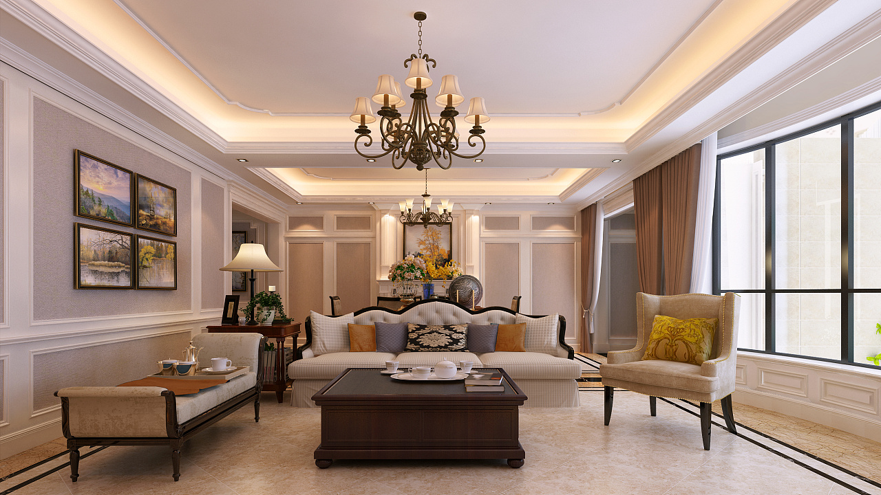 装饰】未来花郡160平简约美式风格效果图|平面|图案|保定金舍装修公司