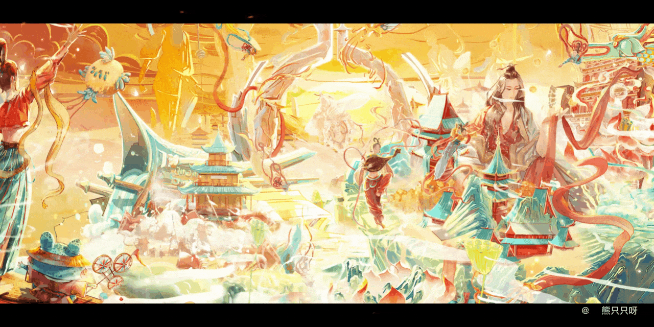 氛围国风场景KV-画家乡·甘肃(图ZMjg4MTcxMTIw) - 商业插画 - 站酷设计师熊只只呀原创素材 - 站酷ZCOOL