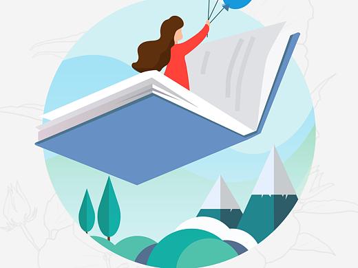 世界读书日-插画风格海报