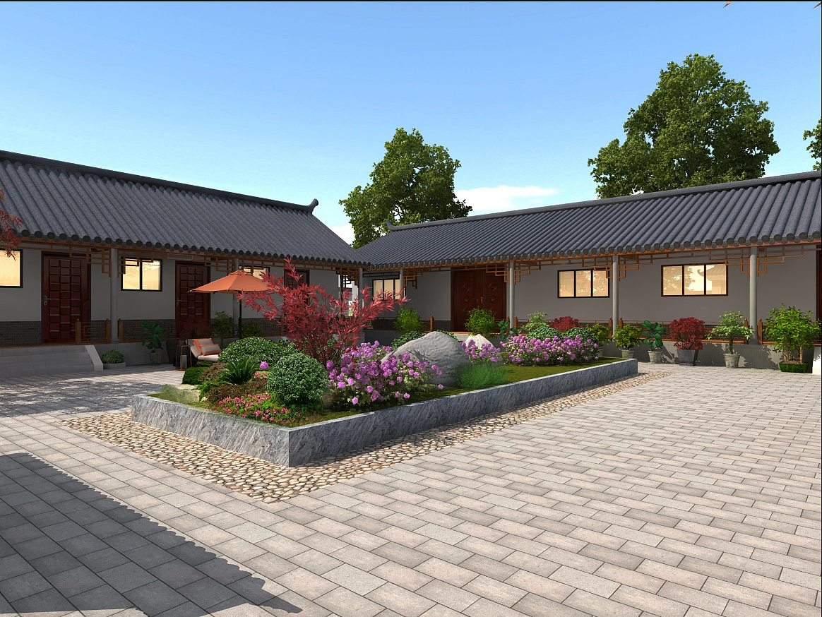 四合院案例，门头 鸟瞰 园里透视 回忆（图ZMjE5OTkzOTc2） - 建筑设计 - 站酷设计师张美丽效果图原创素材 - 站酷ZCOOL