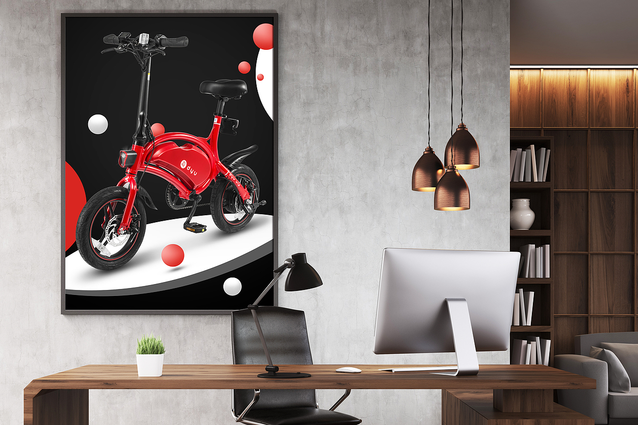 微型电动车助力车自行车平面宣传海报X展架折页