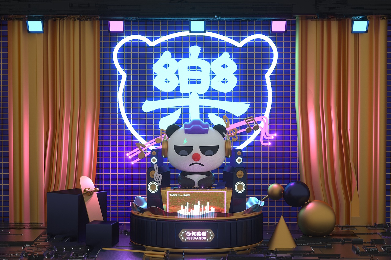 CD成都 FEELpand@C4D建模 文创周边卡通角色DJ乐队电音