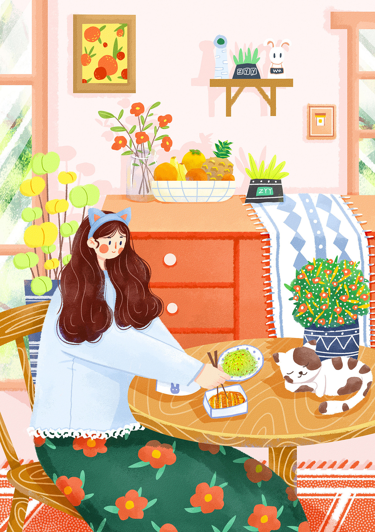 猫咪女孩场景1（图ZMjU4NTkxNDQw） - 创作习作 - 站酷设计师兔小颖原创素材 - 站酷ZCOOL