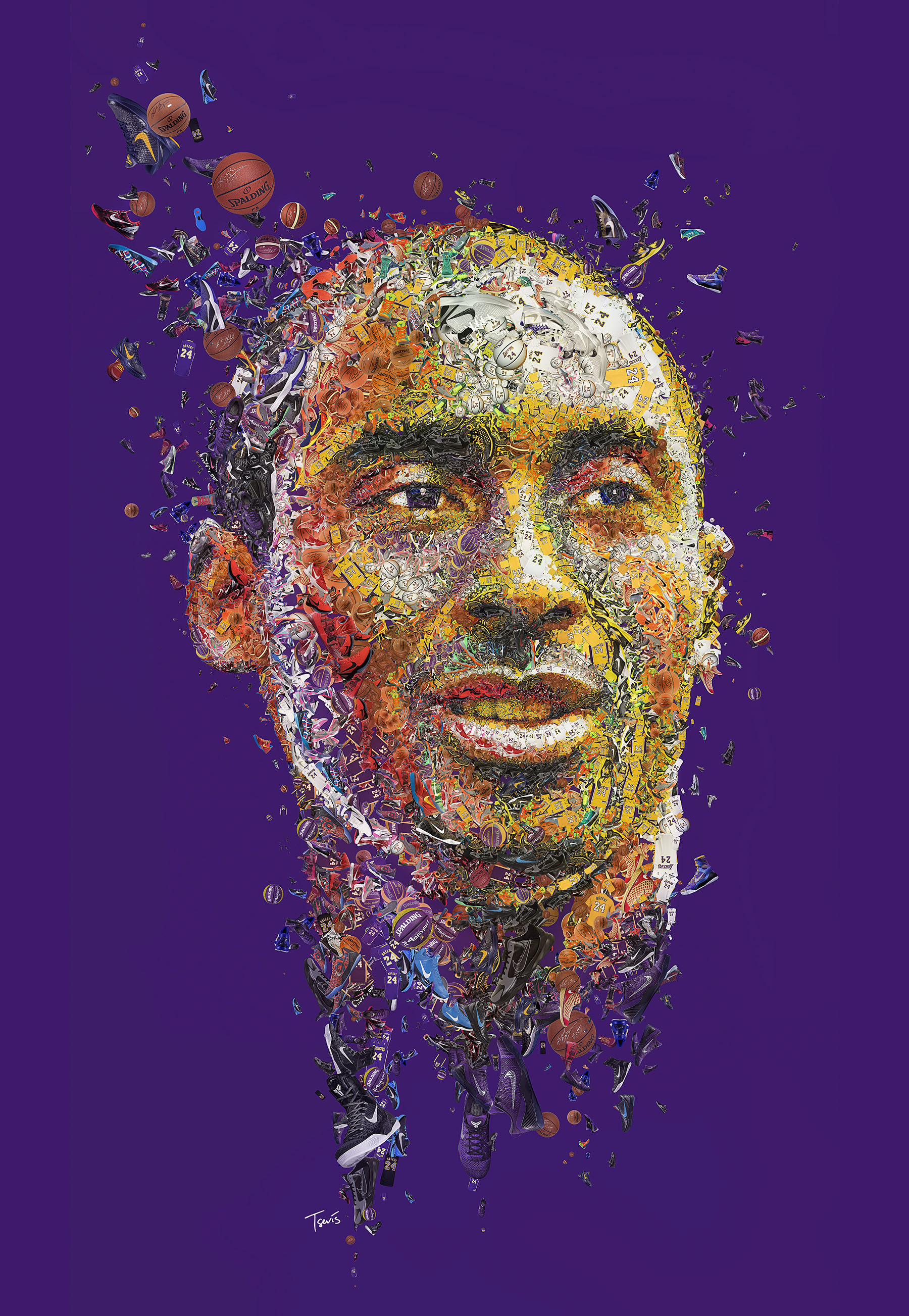 艺峰国际艺术家charis 为篮球巨星科比创作的肖像画