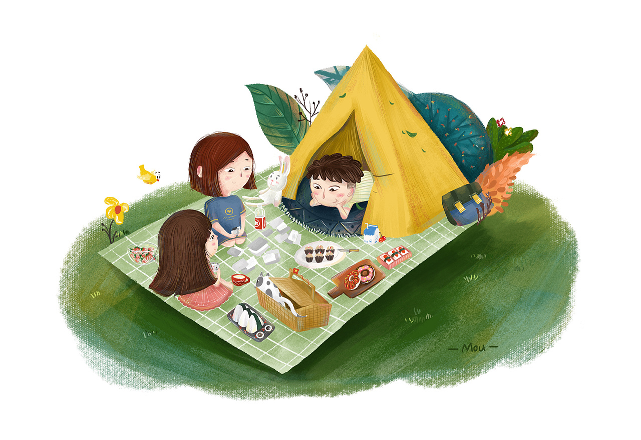 练习-野餐|插画|儿童插画|倔强柚子君_原创作品-站酷zcool