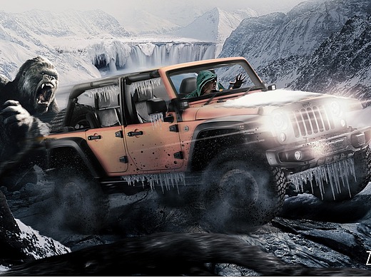 2019视觉合成越野车海报 金刚 汽车 创意 原创