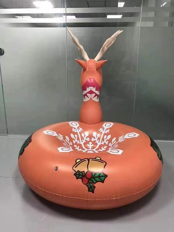 立体单人麋鹿滑雪圈橙色系