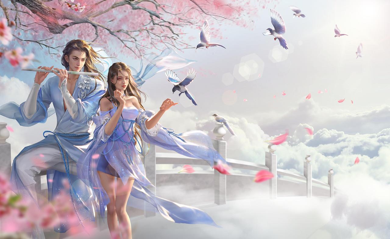 斗破苍穹 美宣图《鹊桥》|插画|游戏原画|深圳市梦启艺游 - 原创作品