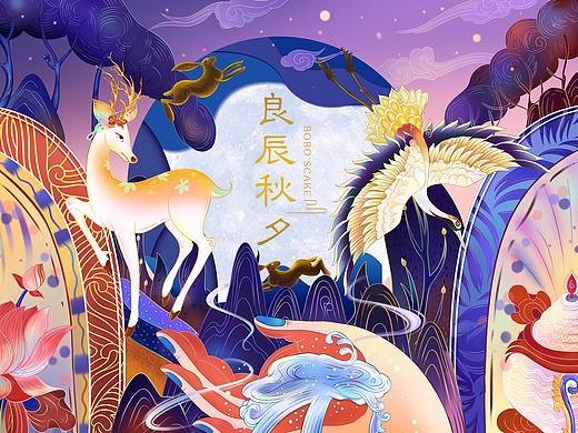 中秋月饼盒子（插画）