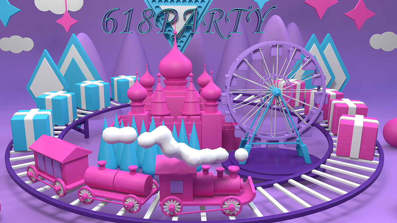 C4D练习 场景搭建 卡通 粒子特效（图ZMjEyMDUzOTky） - 场景 - 站酷设计师怪咖男孩GeekBOY原创素材 - 站酷ZCOOL