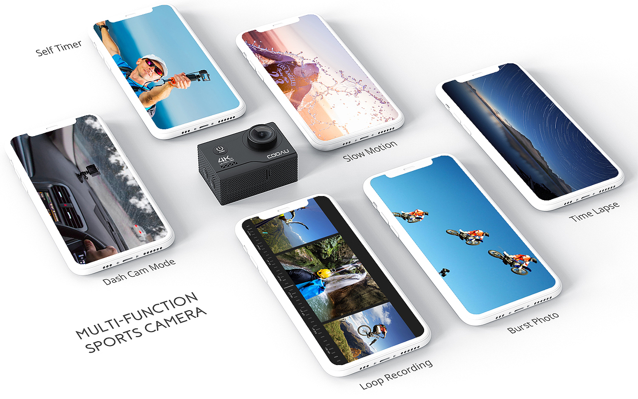 COOAU 运动相机 图片设计 建模渲染 亚马逊套图