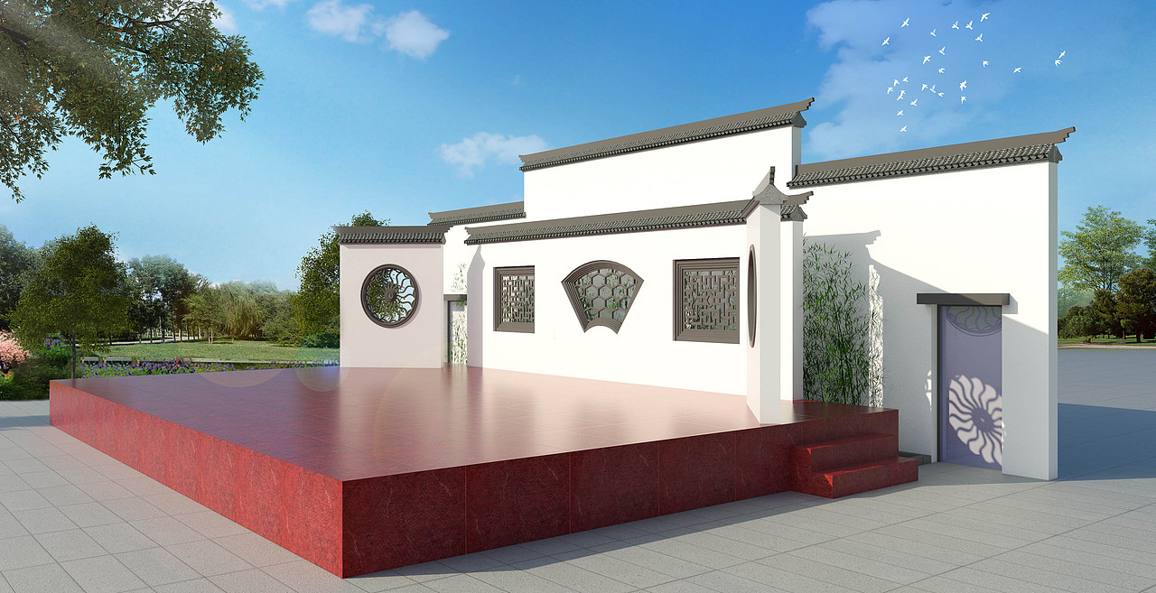 0制作乡村舞台效果图